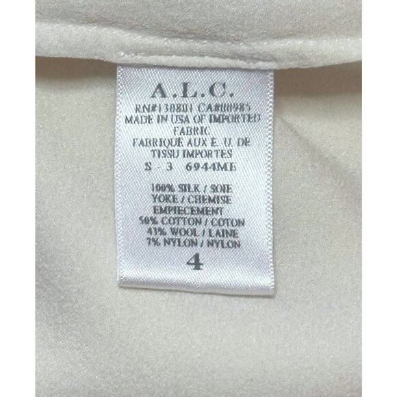 A.L.C. 100% Silk Blouson Mini Dress Sundress Cream Ivory Wool Crochet Coquette - Picture 9 of 10
